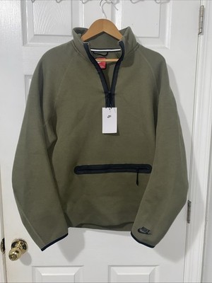 Nike Men's Sportswear Tech Fleece 1/2 Zip Sweatshirt Olive Size Large