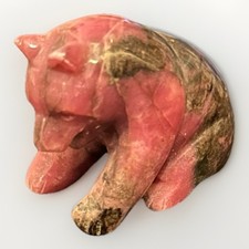 Hand-Carved Native American Zuni Pink Rhodoni...