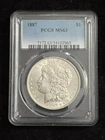 1887 $1 MORGAN SILVER DOLLAR PHILADELPHIA MINT PCGS MS63