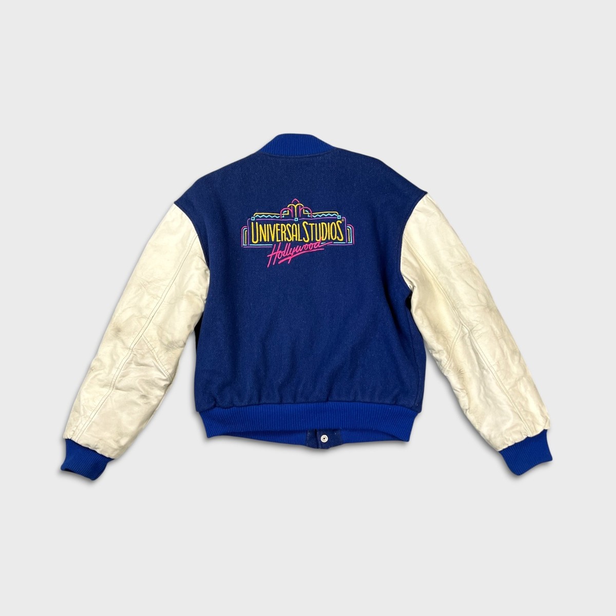 ト*)様 UNIVERSAL STUDIOS スタジャン 90s USA製 ユニ Vintage 90s Universal Studios Jacket Mens Medium Blue Letterman
