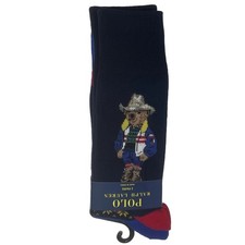 Polo Ralph Lauren 2 Pair Bear Pony Design Crew Socks Shoe Men Size 6-12.5 New