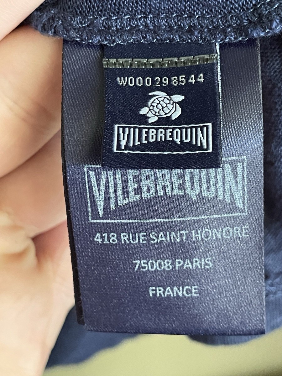 Vilebrequin Pyramid Linen Jersey Polo Shirt Mens Sz M Blue Luxury Resort View 5