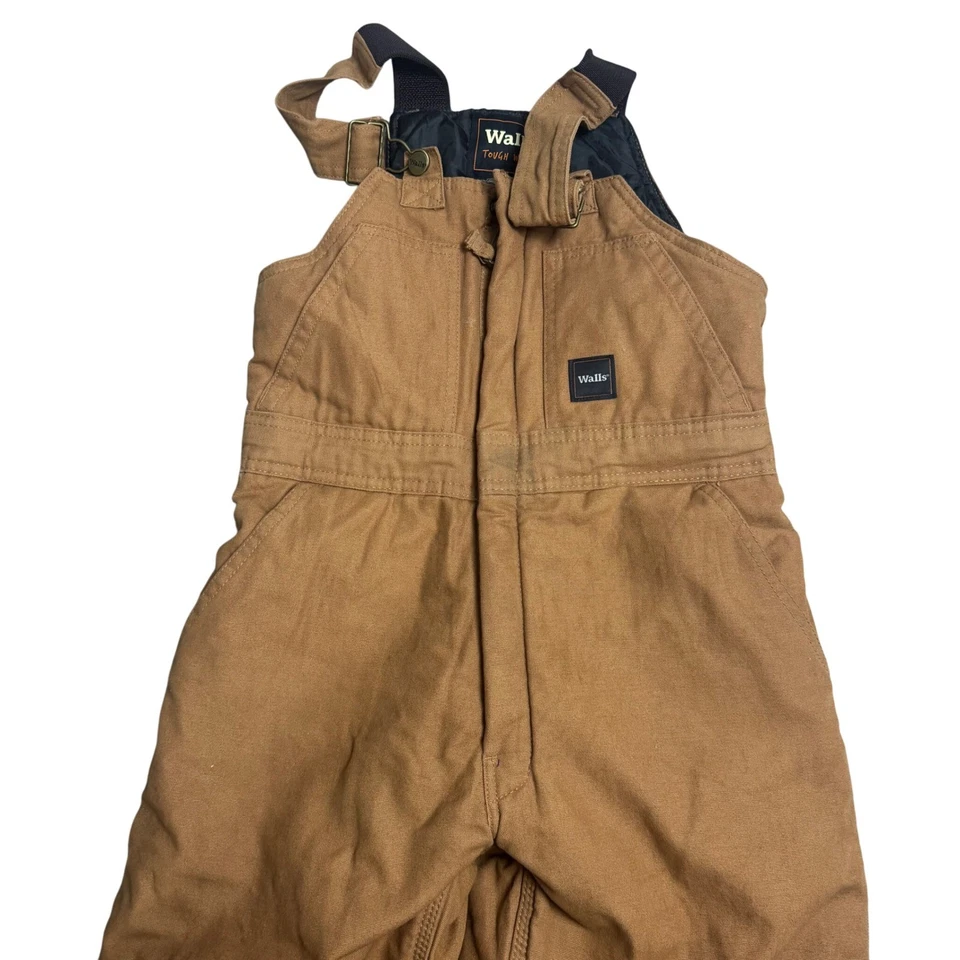 Walls Tough Wear Brown Insulated Bib Overalls Kids Grow System Size Large - Image 2 of 4