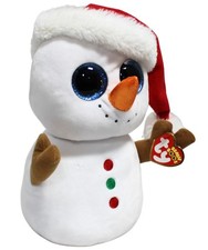 Ty Beanie Boos - Scoop the Snowman With a Christmas Hat, Medium (9.5"), MWMT