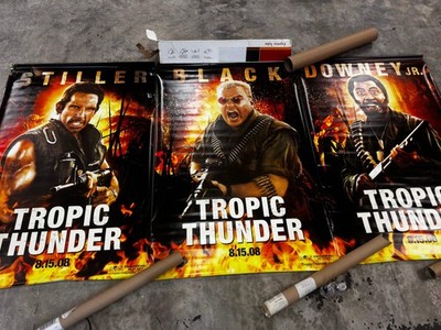 Rare Tropic Thunder Complete Set of 3 Vinyl Theater Lobby Banners 5x3 Feet 2008