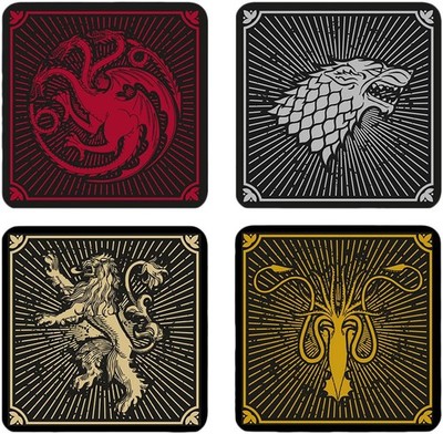 Elbenwald Untersetzer 4er Set mit Game of Thrones Häuser Design - Geschenkidee 