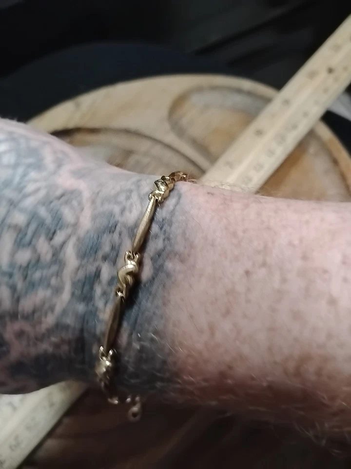 10K золотой браслет сердце и слиток ссылка красивый кусок - Изображение 4 из 4