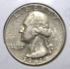 S7 - United States Washington Quarter 25 Cents 1961-D Extremely Fine Silver Coin