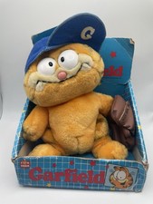 Vtg Dakin 1981 Vintage Baseball Hero GARFIELD CAT 8" Plush Stuffed Animal In Box