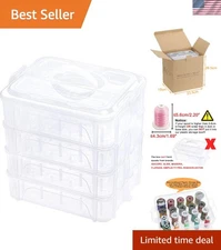 Compact 4-Layer Clear Storage Box for 80 Sewing Thread Spools - Dust-Free Design