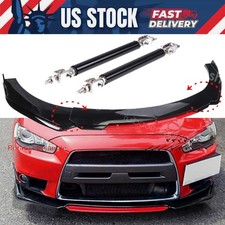 For Mitsubishi Lancer Evo Red Front Bumper Lip Spoiler Splitter Kit Strut Rods