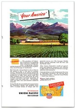 Vintage 1940s Union Pacific Railroad Original Print Advertisement (7 x 10in)