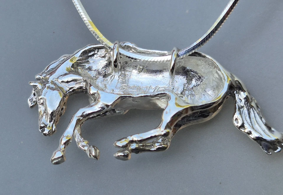 Colgante y cadena Western Reining Cuarto Caballo Plata de Ley Caballo Joyería Foto 4 de 4