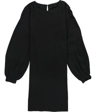 Tags Weekly Womens Long Puff-Sleeves Shift Dress, Black, 14