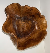 Vintage Burl Wood Bowl Large Mid Century Fruit Bowl 17" Wide