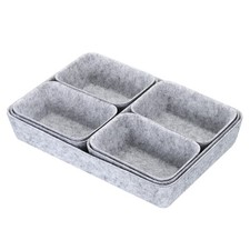 Organizador de cajones de fieltro, paquete de 7 cajones de escritorio organizadores bandeja, gris claro