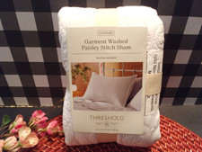 THRESHOLD GARMENT WASHED PAISLEY STITCH SHAM 1 Queen / White New
