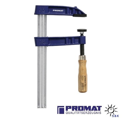 PROMAT Schraubzwinge Länge 200mm Ausladung 100 mm Temperguß/Stahl mit Holzheft 