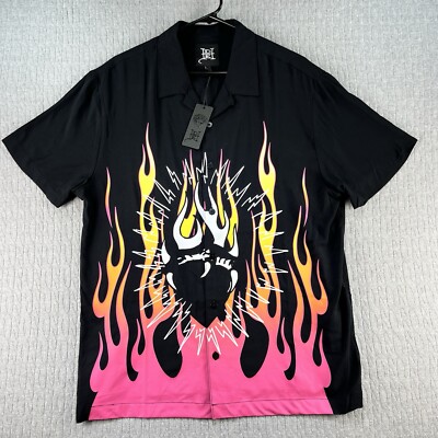 New Ed Hardy tattoo Classic Flame Shirt Men L Rock 'N' Roll short sleeve