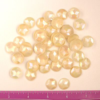 Vintage '30's French Celluloid Domed / Cupped Sequins Cream Iris 15mm 25 pieces