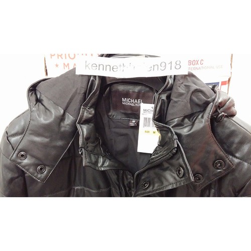MICHAEL KORS QUILTED FAUX LEATHER JACKET COAT REMOVABLE HOOD BLACK MENS SIZE M - Picture 12 of 12