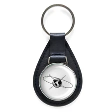 Navy Mass Communications Black Leather Keychain Silver Keyring Military Gift