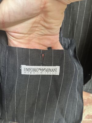 Vintage Emporio Armani Men's Jacket, Sz Large, Black Linen Vintage Emporio Armani Men's Jacket, Sz Large, Black Linen