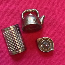 Vintage Dollhouse Miniatures Kitchen Items Lot Of 3 Utensils Grater Kettle Juice