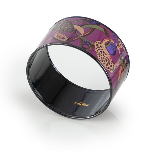 Auth. HERMES Bracelet Concours D Etriers - PVD - Purple Wine - 70-38mm NEW - Picture 3 of 3