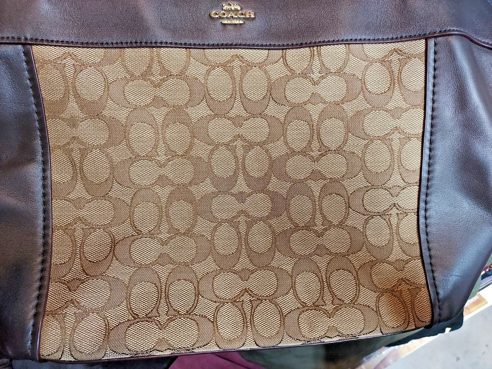 Borsa a tracolla Coach Signature Lexy tela marrone stampa jacquard NUOVA