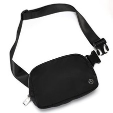 Black Belt Bag with Adjustable Strap Nylon Mini Fanny Pack for Outdoors Worko...