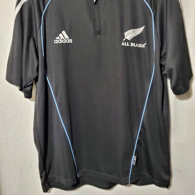 ADIDAS ALL BLACKS RUGBY SHORT SLEEVE LOGO POLO SHIRT Mens XL