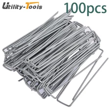 100 Pack Landscape Staples Garden Weed Barrier Landscape Fabric Pins 6" 11 Gauge