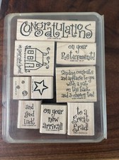Stampin' Up 2001 CONGRATULATIONS, 9 pc RUBBER INK WOOD-MOUNTED STAMP SET P