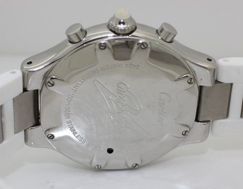 2002 Stainless Steel White Cartier Chronoscaph 21 2424 - Quartz - 38mm - Picture 8 of 8