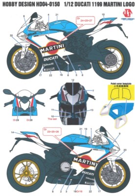 Hobby Design 1/12 Ducati 1199 Martini Logo Aufkleber für Tamiya aus Japan 10525