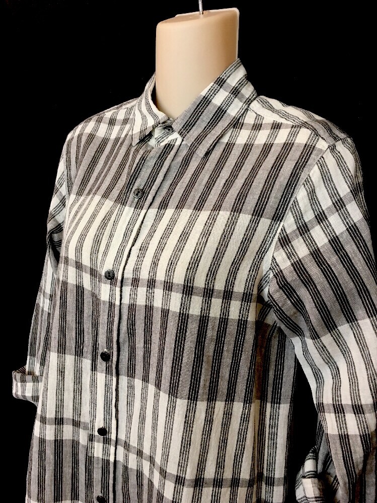 Current Elliott Shirt Dress Black And White And Gray Striped Long