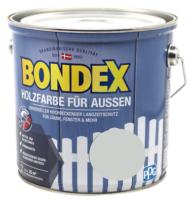 Bondex Holzfarbe für Aussen lichtgrau 2,5L Deckfarbe Wetterschutzfarbe