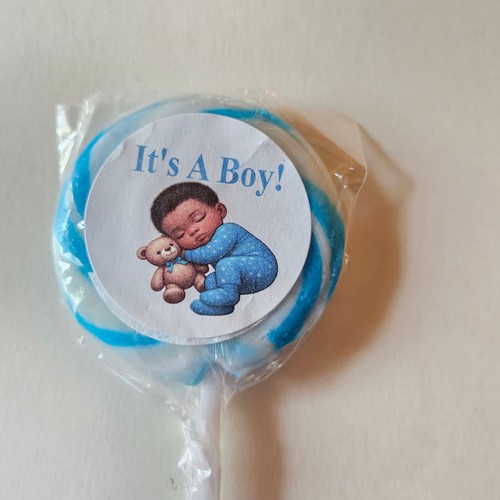 30 It's A Boy Lollipop Envelope Seals 1.5" African American Baby Labels - Picture 3 of 6