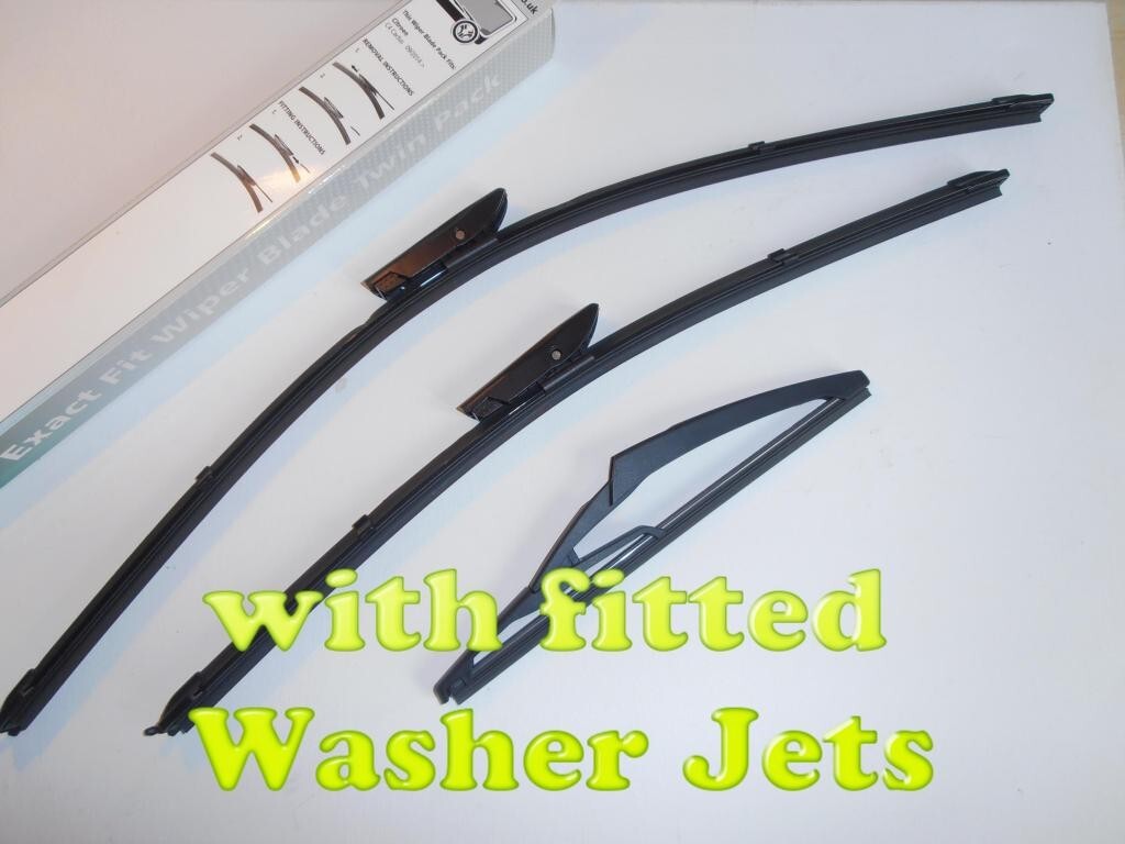 FRONT and REAR SET Citroen C4 Cactus Wiper Blades  with Washer Jets on front UK
