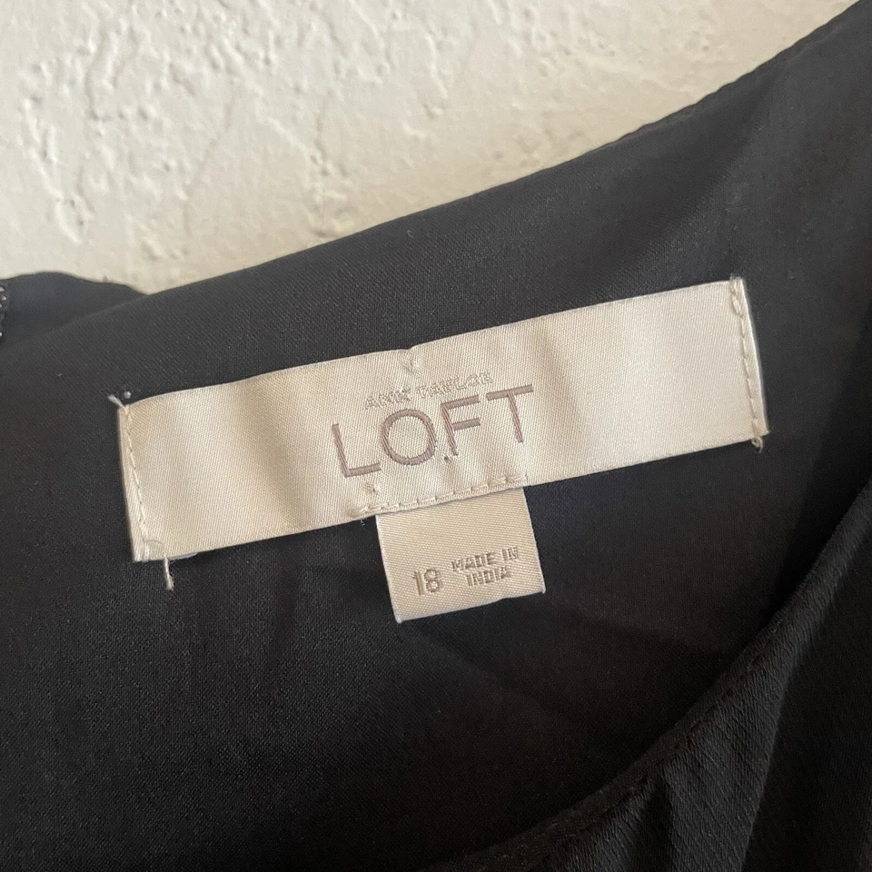 Ann Taylor лофт размер 18 без рукавов с подкладкой платье черный зеленый сердца со складками - Изображение 4 из 4