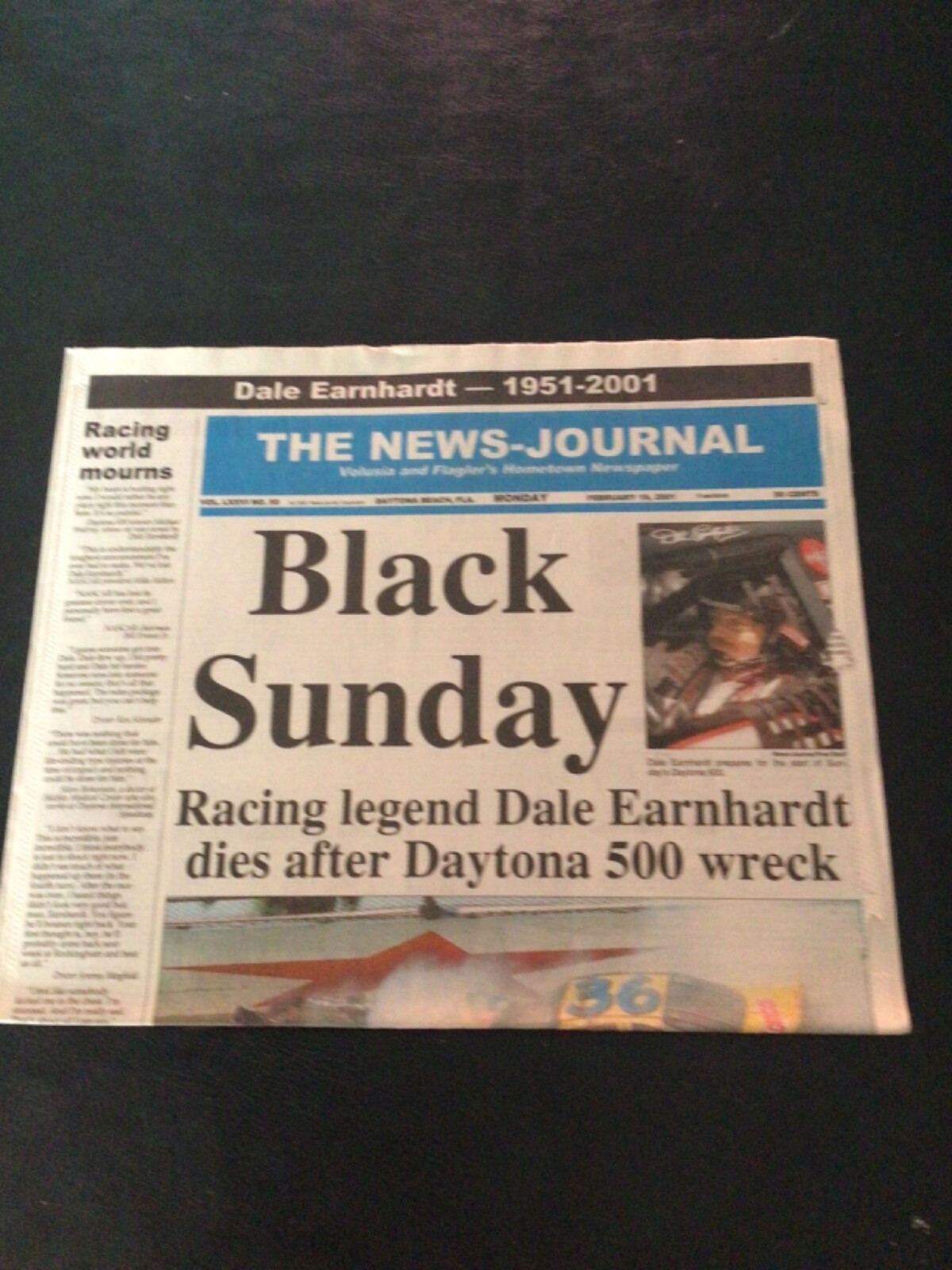 The Daytona News Journal Black Sunday Dale Earnhardt paper eBay
