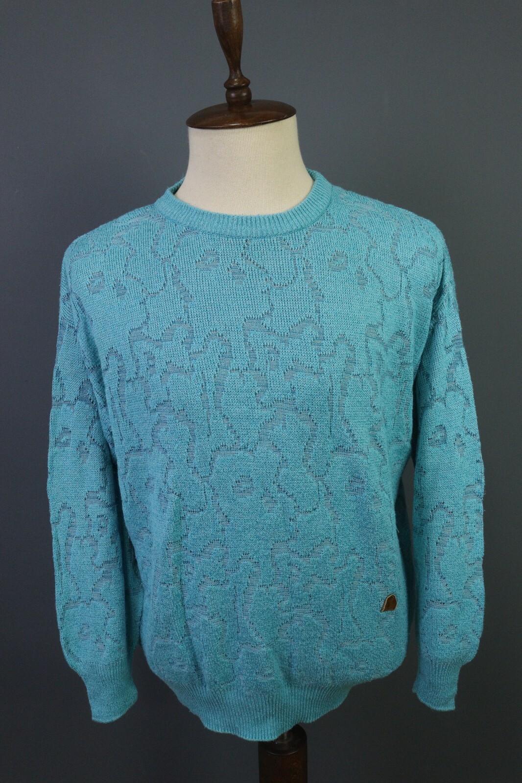 Maglione girocollo Yves Saint Laurent maglia turchese modello vintage