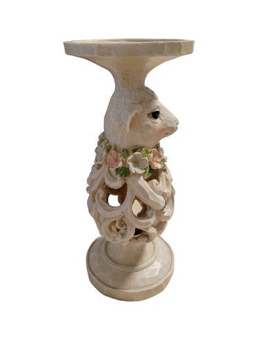 Valerie Parr Hill Ostern Lamm Standfuß Kerzenhalter geschnitzt Holzoptik 11" - Bild 4 von 6