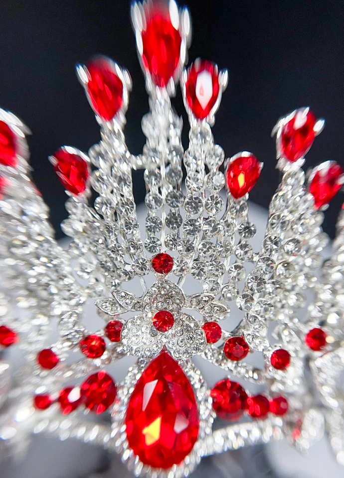 Tiara Princesa, Diadema Cristal Rojo, Corona Cumpleaños, Reina de Regreso a Casa Baile de graduación Foto 3 de 4