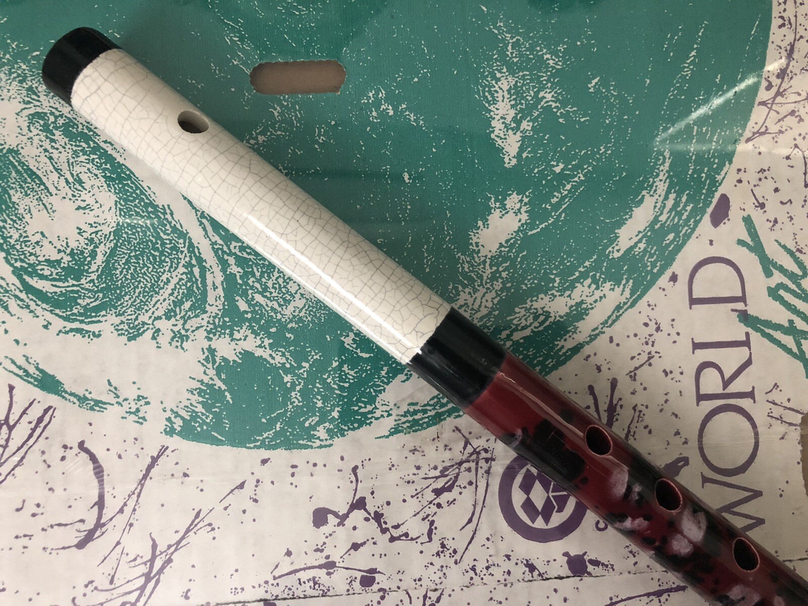 Red Multicolor/Pattern Artisan Ceramic Fllute Lon… - image 4