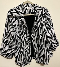 Chico's ARTISTIC ANIMAL Zebra Print 3/4 Sleeve JACKET Size 2