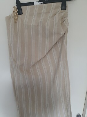 Zara drapierter Rock mit Streifen Gr. M beige/weiß