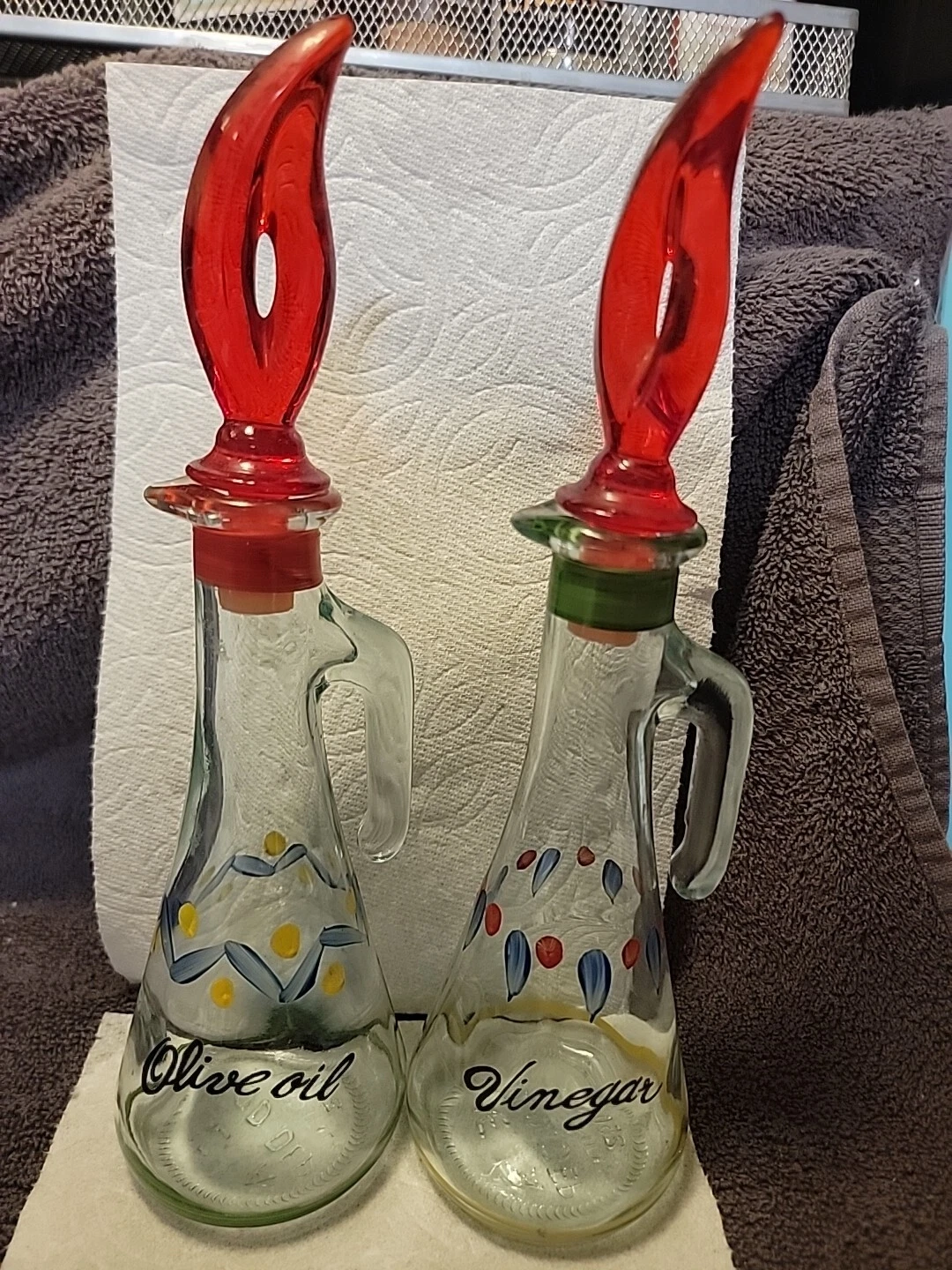Italy Hand painted Oil And Vinegar bottles