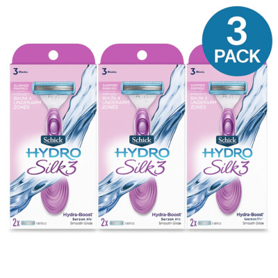 Schick Hydro Silk 3 Razor for Women 2ct 3 Pack New